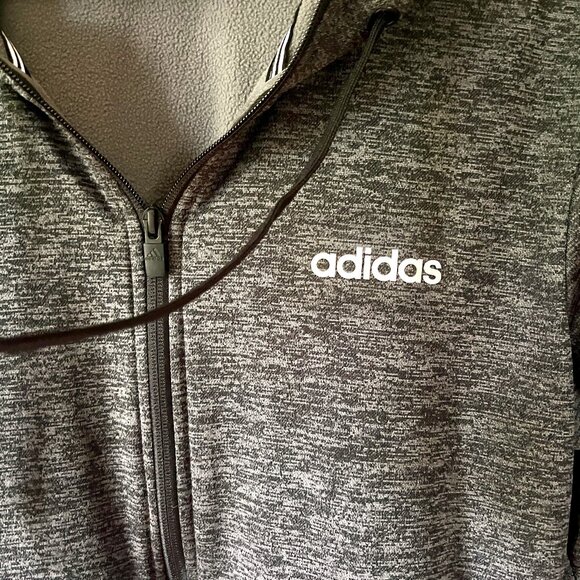 Adidas Tech Fleece Hoodie * Mens Size Med * Full-Zip * Pockets * Heathr Blk/Gray - Picture 3 of 5